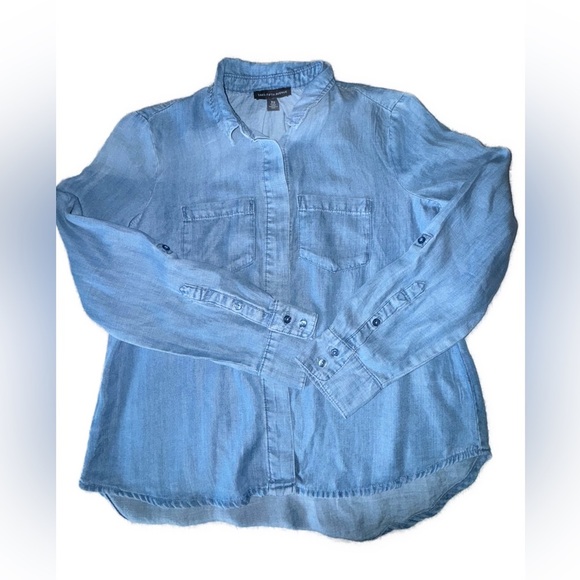 Saks OFF 5TH Tencel Denim Button Up Shirt XS Lightweight Soft Blue - Picture 4 of 7